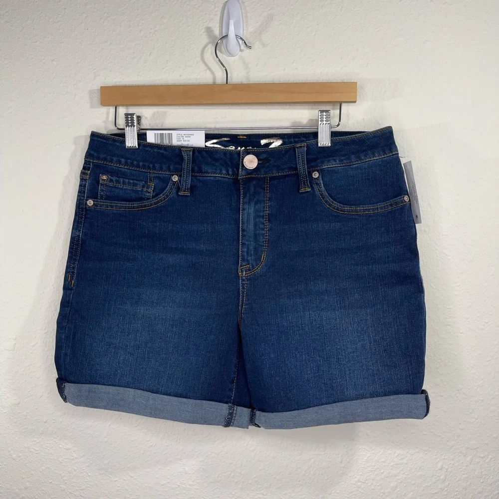 Seven7 Women Weekend Rolled Cuff Stretch Jean Short Color Blue Size 4;6;…